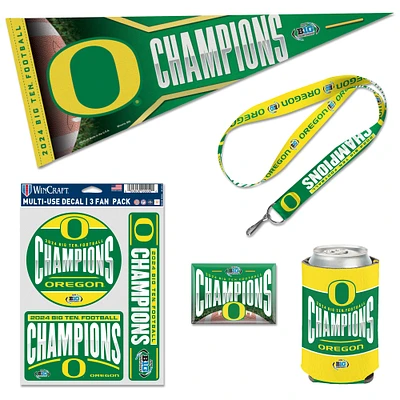 WinCraft Pack de fans des champions de la conférence de football Big Ten des Ducks de l'Oregon 2024