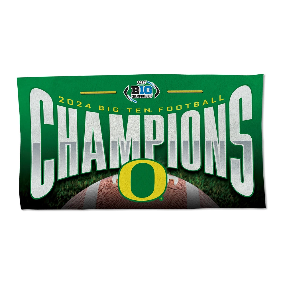 Serviette de toilette WinCraft Oregon Ducks 2024 Big Ten Football Conference Champions Vestiaire 22'' x 42'' On-Field