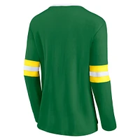 Women's Fanatics  Apple Green Oregon Ducks Block Party Script Lace-Up V-Neck Long Sleeve T-Shirt