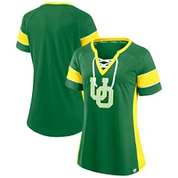 Haut à lacets Athena Block Party Unmasked Hero des Oregon Ducks pour femmes Fanatics Green