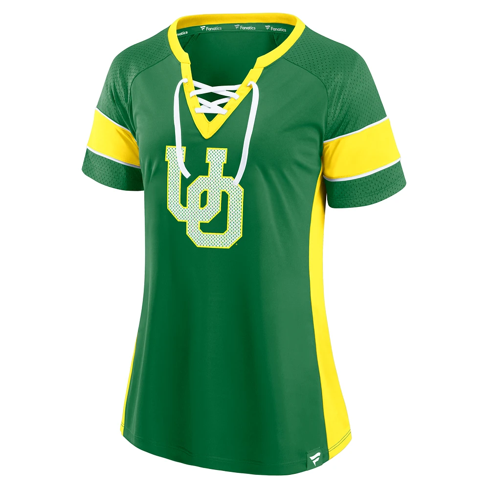 Haut à lacets Athena Block Party Unmasked Hero des Oregon Ducks pour femmes Fanatics Green