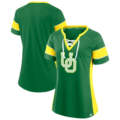 Haut à lacets Athena Block Party Unmasked Hero des Oregon Ducks pour femmes Fanatics Green