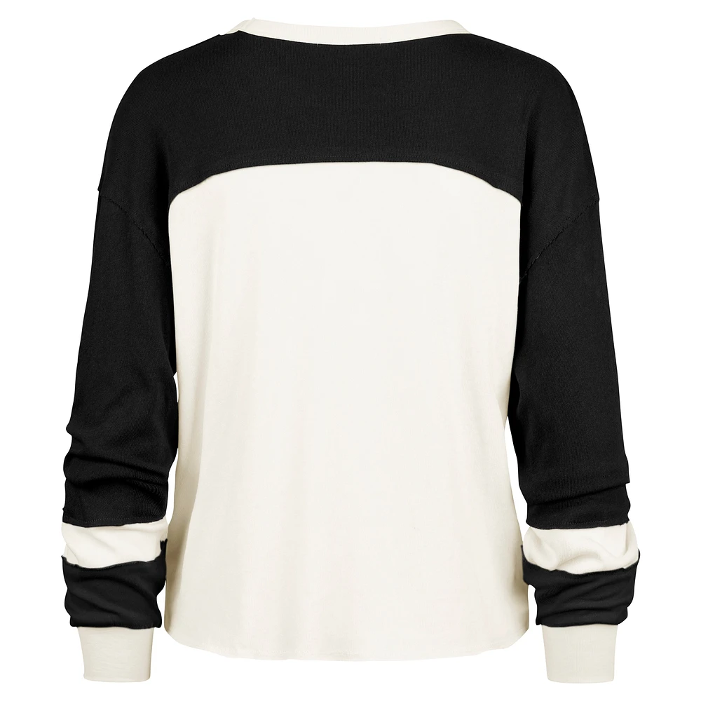 Women's '47  Cream Oregon Ducks Double Header Curve Raglan Long Sleeve T-Shirt