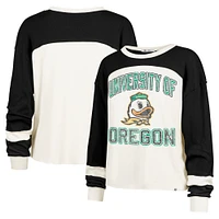 Women's '47  Cream Oregon Ducks Double Header Curve Raglan Long Sleeve T-Shirt