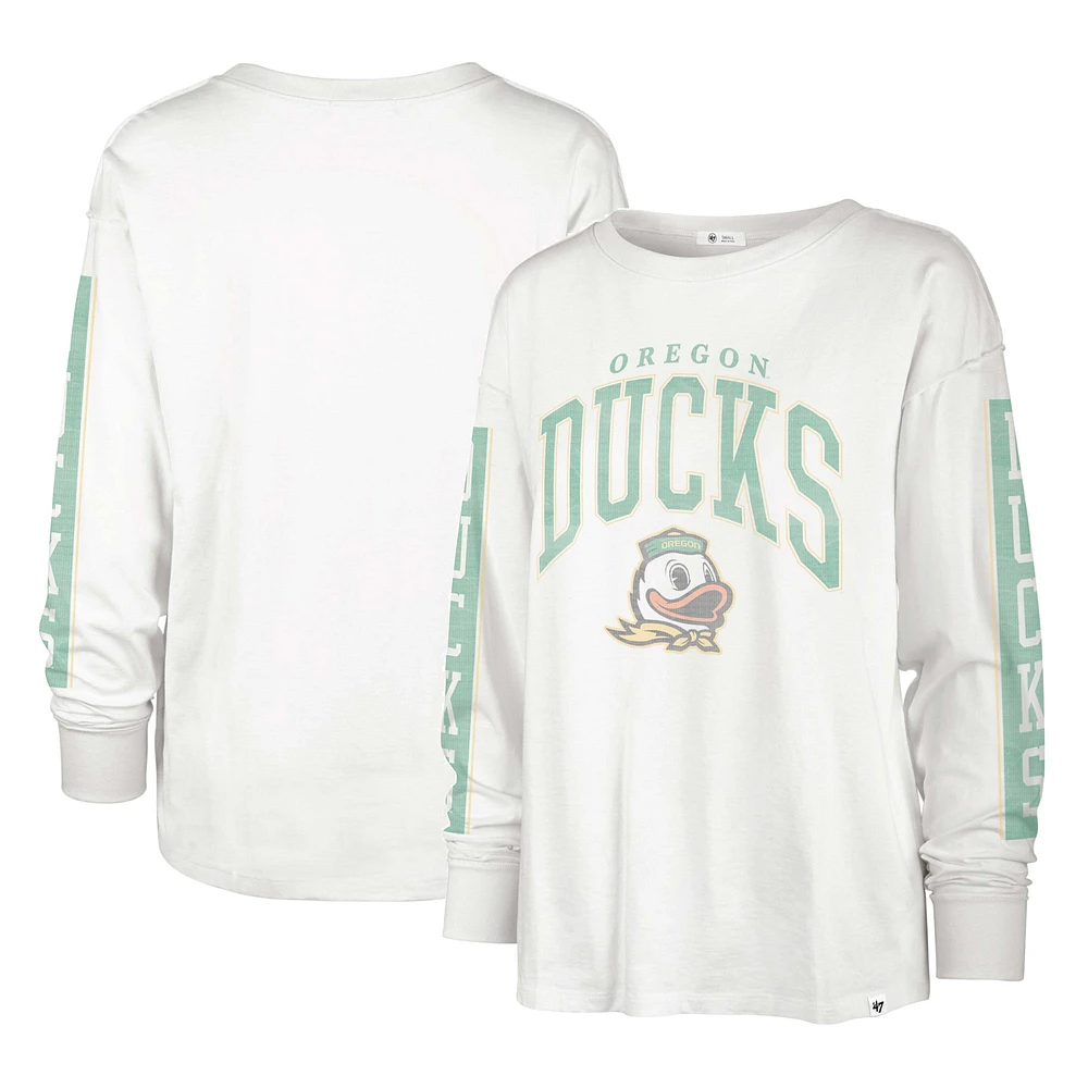 Women's '47 Cream Oregon Ducks Statement SOA 3-Hit Long Sleeve T-Shirt