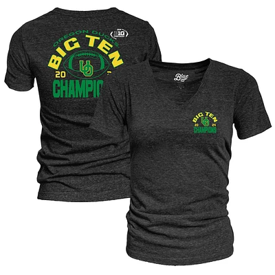 T-shirt bleu 84 noir pour femme des champions de la conférence football Big Ten 2024 Oregon Ducks