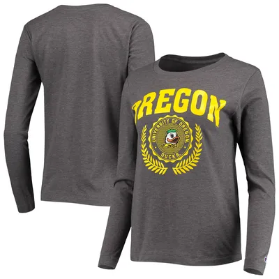 Oregon Ducks Champion Women's University Laurels Long Sleeve T-Shirt - Heathered Charcoal