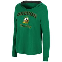 Women's Colosseum Green Oregon Ducks Catalina Hoodie Long Sleeve T-Shirt