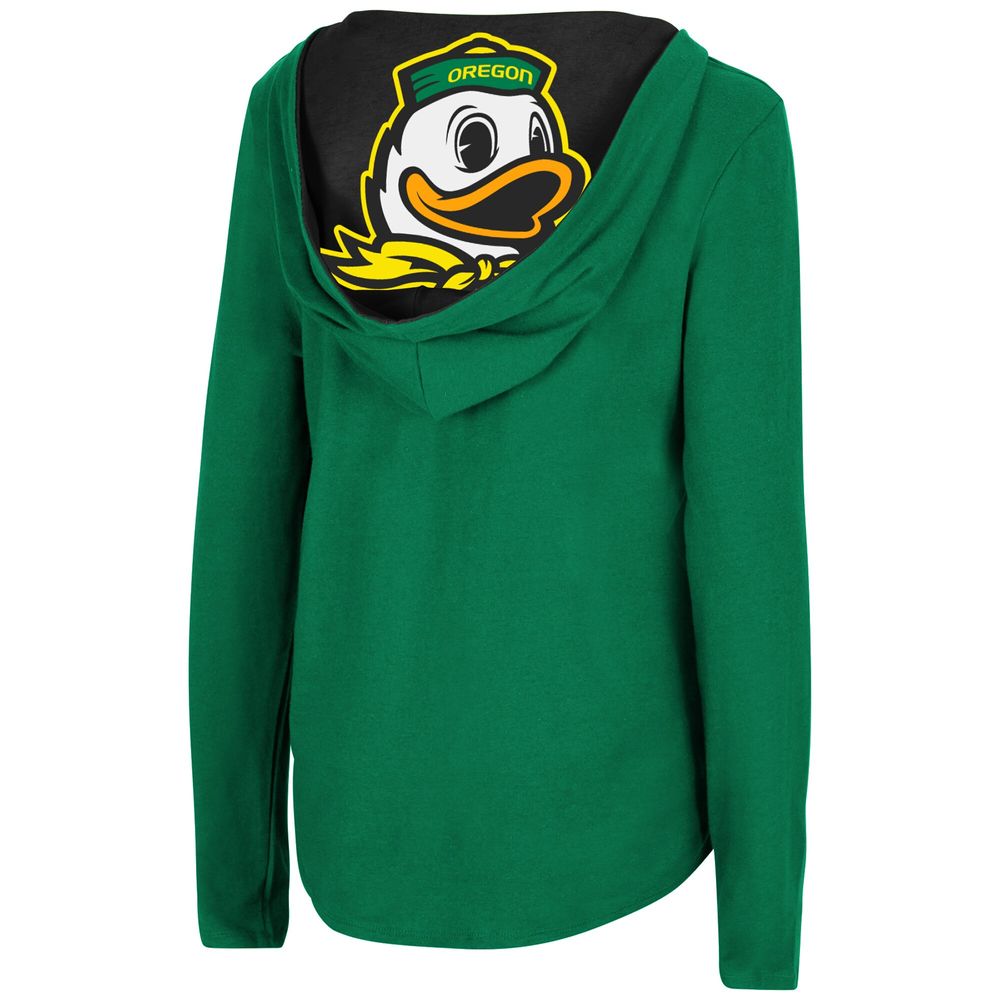 Women's Colosseum Green Oregon Ducks Catalina Hoodie Long Sleeve T-Shirt