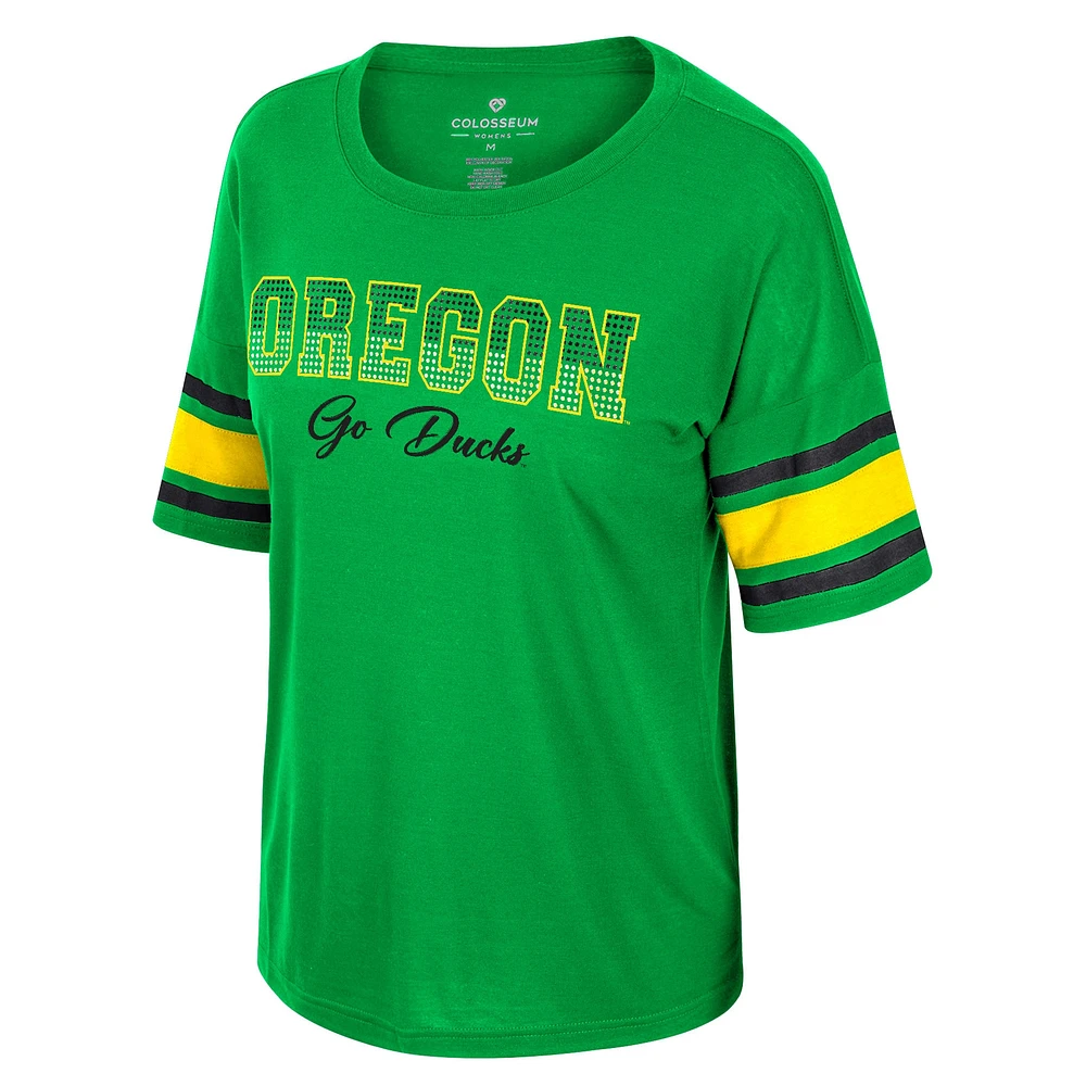 T-shirt en strass pour femmes Colosseum Green Oregon Ducks I'm Gliding Here