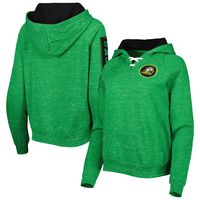 Women's Colosseum Green Oregon Ducks The Devil Speckle Lace-Placket Raglan Pullover Hoodie