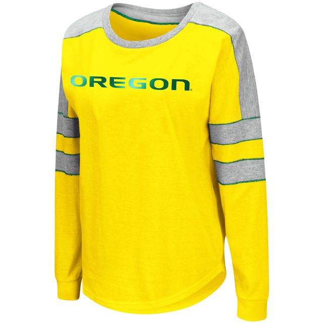 T-shirt à manches longues Colosseum Yellow Oregon Ducks Trey Dolman pour femme