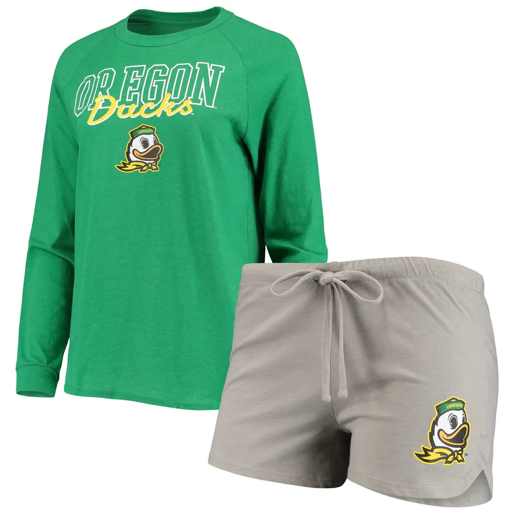 Women's Concepts Sport Black/Gray Oregon Ducks Badge T-Shirt & Flannel  Pants Sleep Set