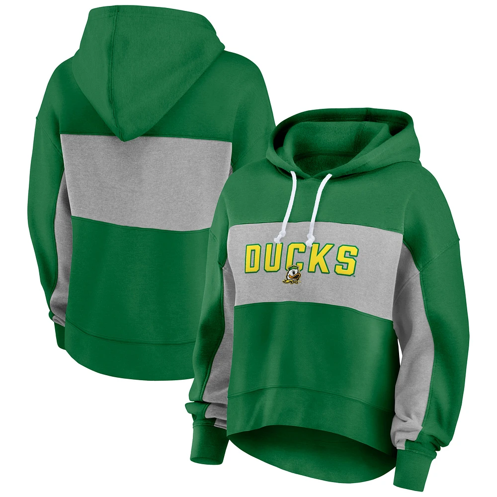 Women's Fanatics  Green/Gray Oregon Ducks Fleece Pullover Hoodie