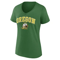 T-shirt à col en V vert fanatiques pour femmes des Oregon Ducks Campus