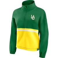 Women's Fanatics Green Oregon Ducks Fleece Half-Zip Jacket