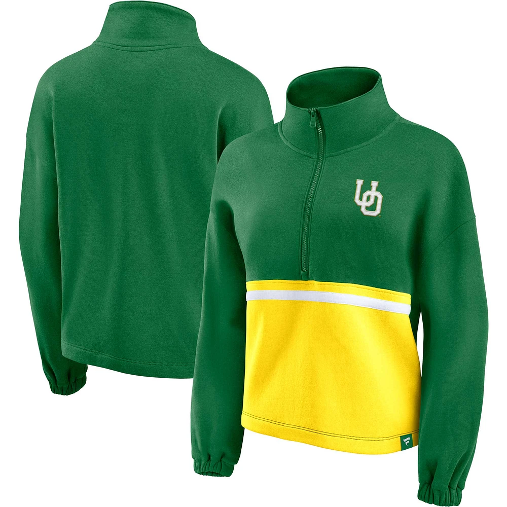 Women's Fanatics Green Oregon Ducks Fleece Half-Zip Jacket