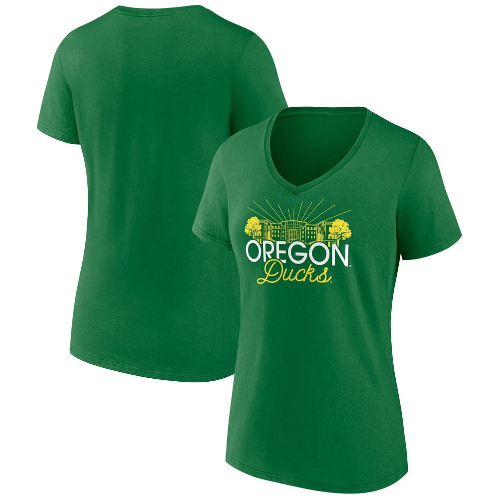 T-shirt vert Fanatics pour femmes, tirage au sort de la région des Oregon Ducks