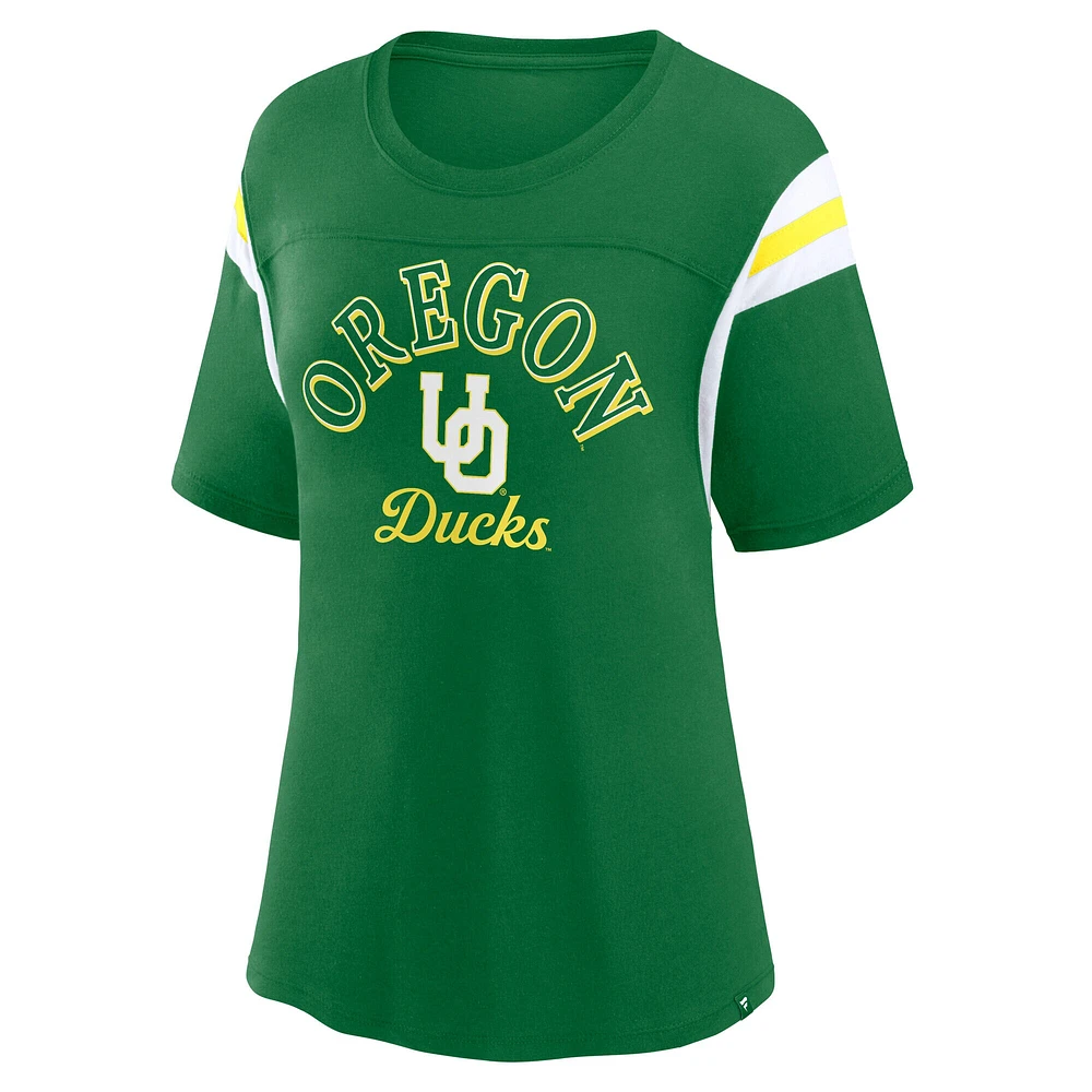 Women's Fanatics Green Oregon Ducks Tailgate Striped T-Shirt