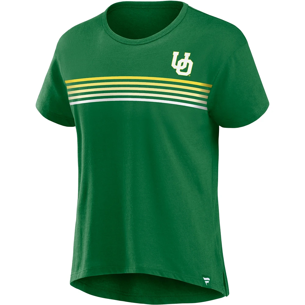 T-shirt coupe-cravate vert Fanatics pour femmes des Ducks de l'Oregon