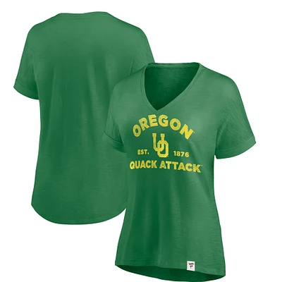 Women's Fanatics Green Oregon Ducks True Classics Slub Flowy V-Neck T-Shirt