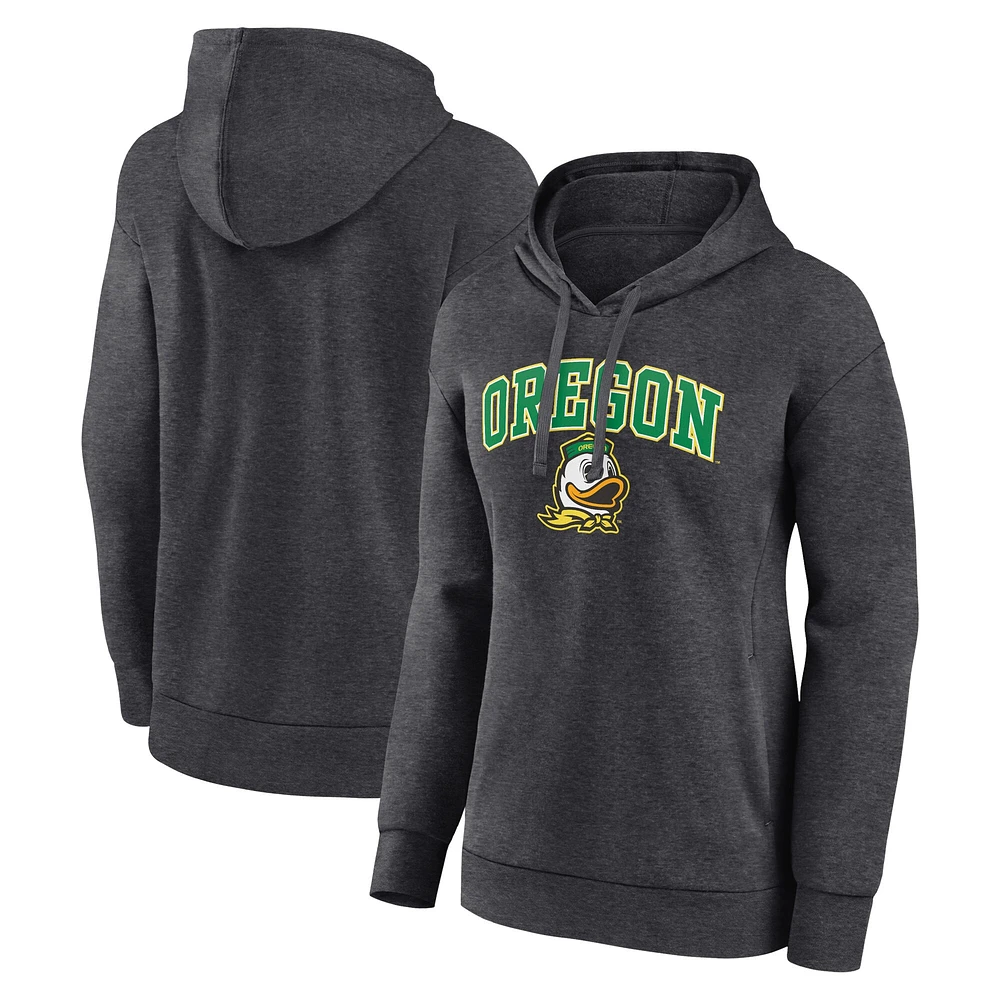 Sweat à capuche Fanatics Heather Charcoal Campus pour femmes des Oregon Ducks