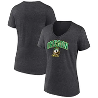 T-shirt à col en V pour femme Fanatics Heather Charcoal Oregon Ducks Campus