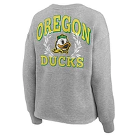 Women's Fanatics Heather Gray Oregon Ducks Ready Play Crew Pullover Sweatshirt