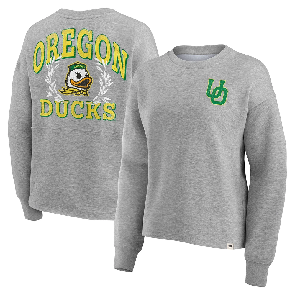 Chandail à capuchon Fanatics Heather Grey Oregon Ducks Ready Play Crew pour femmes