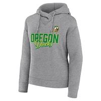 Sweat à capuche Fanatics Heather Grey Oregon Ducks Script Favorite pour femmes