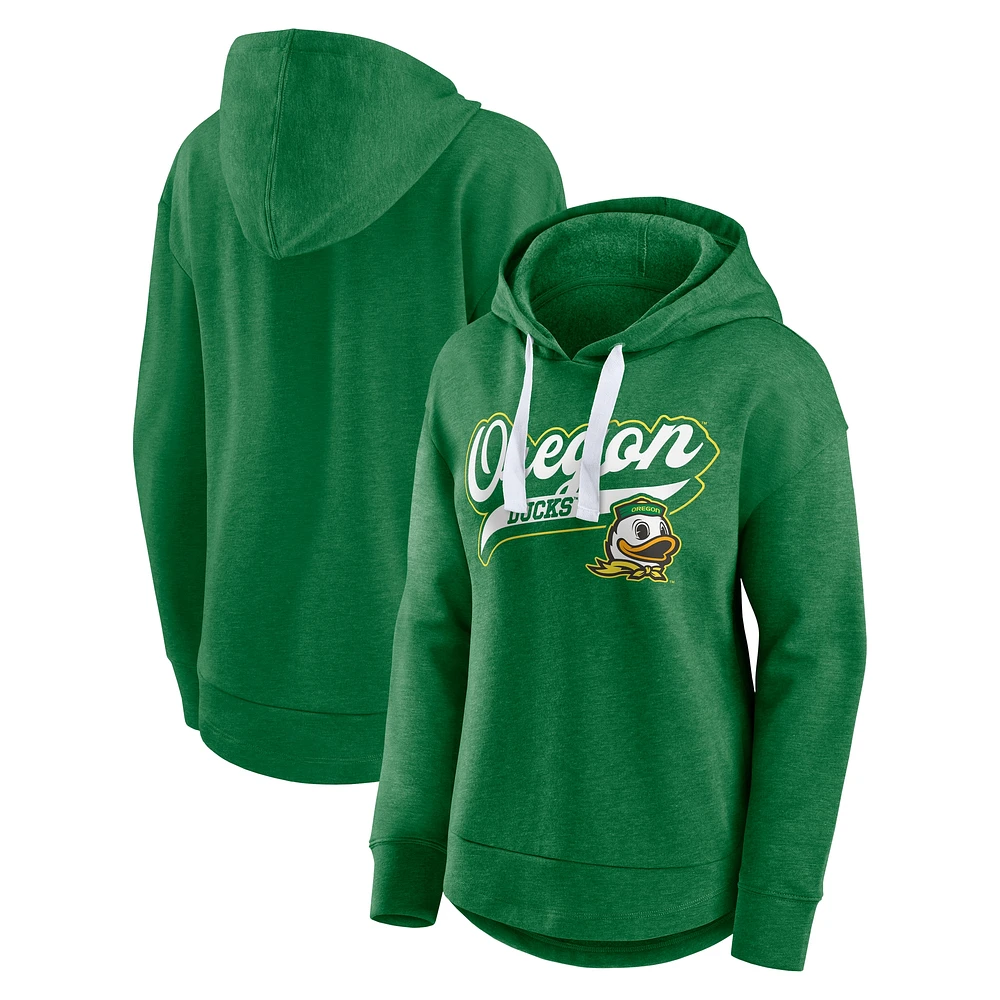 Women's Fanatics  Heather Green Oregon Ducks Tail Sweep Pullover Hoodie