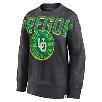 Women's Fanatics Heathered Charcoal Oregon Ducks Jump Distribution Pullover Sweatshirt