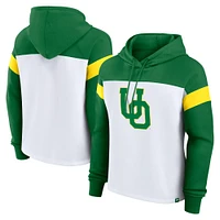 Women's Fanatics  White/Apple Green Oregon Ducks Primary Logo Pullover Hoodie