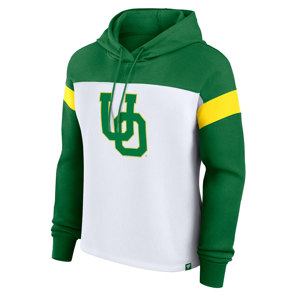 Women's Fanatics  White/Apple Green Oregon Ducks Primary Logo Pullover Hoodie