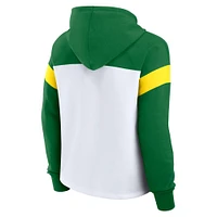 Women's Fanatics  White/Apple Green Oregon Ducks Primary Logo Pullover Hoodie