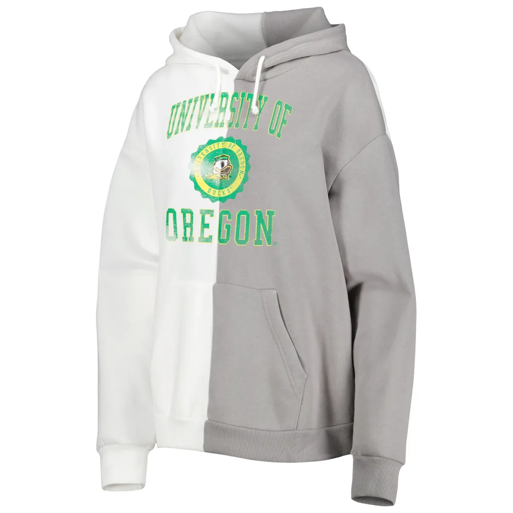 Sweat à capuche fendu Gameday Couture Oregon Ducks gris/blanc pour femme