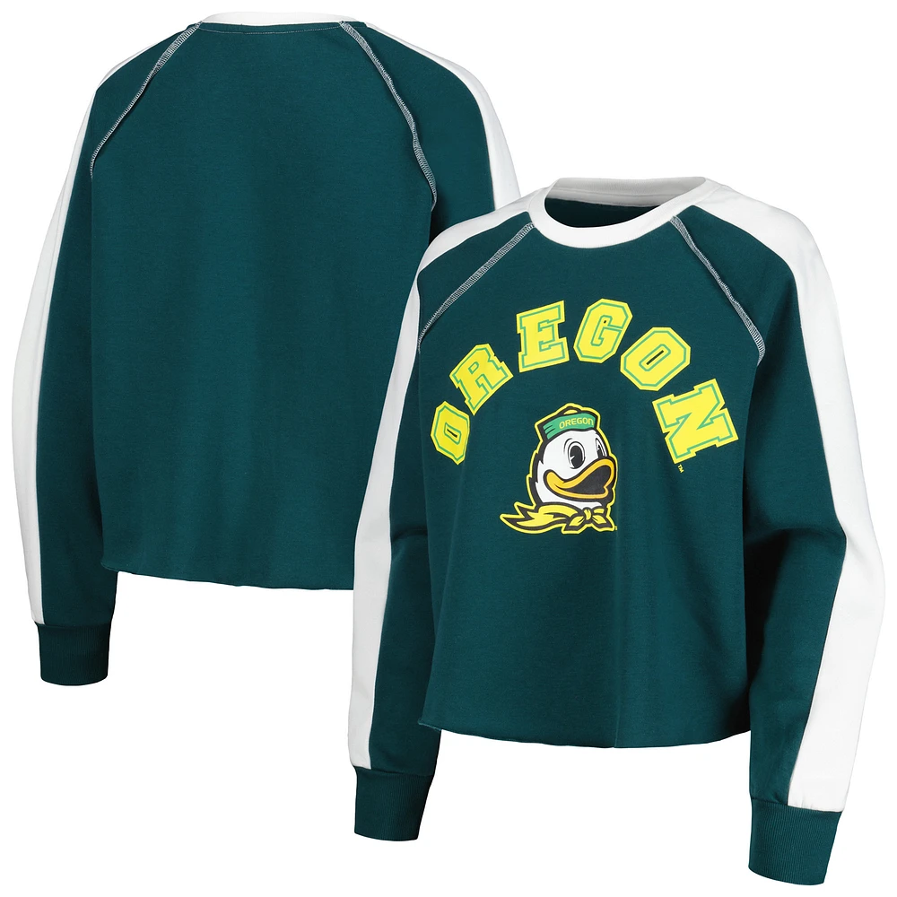 Sweat-shirt court Gameday Couture vert Oregon Ducks Blindside Raglan pour femme