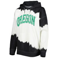 Women's Gameday Couture White/Black Oregon Ducks For the Fun Double Dip-Dyed Pullover Hoodie