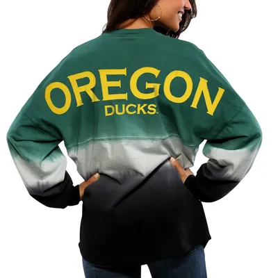 Oregon Ducks Women's Ombre Long Sleeve Dip-Dyed Spirit Jersey - Green