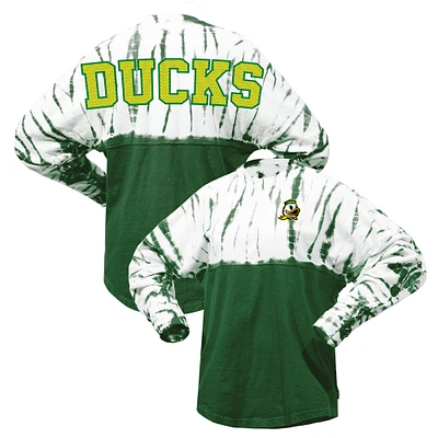 Women's Green Oregon Ducks Tie-Dye Long Sleeve Jersey T-Shirt