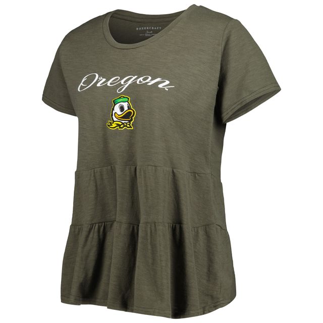 T-shirt à volants vert Oregon Ducks Willow pour femme