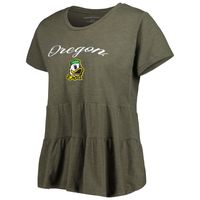 Women's Green Oregon Ducks Willow Ruffle-Bottom T-Shirt