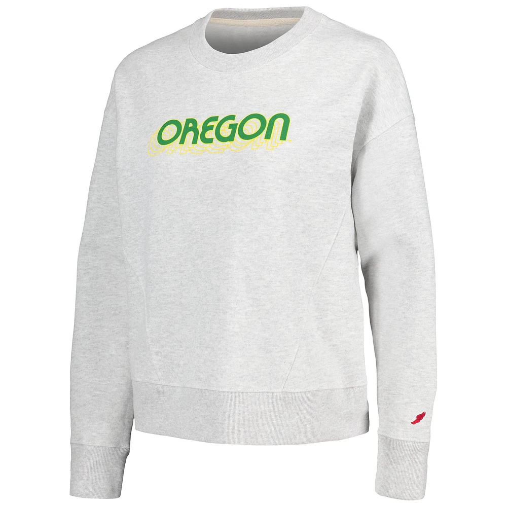 Women's League Collegiate Wear Ash Oregon Ducks Boxy Pullover Sweatshirt