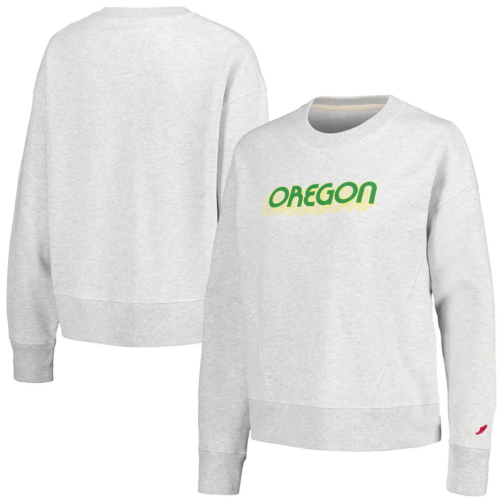 Women's League Collegiate Wear Ash Oregon Ducks Boxy Pullover Sweatshirt