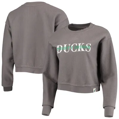 Oregon Ducks League Collegiate Wear Women's Classic Corded Timber Crop Pullover Sweatshirt - Graphite