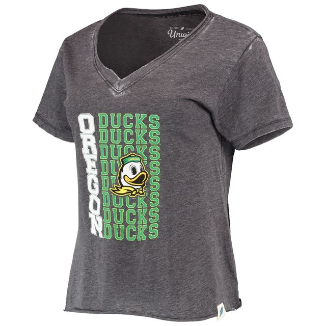 Women's League Collegiate Wear Heather Black Oregon Ducks Burnout T-shirt ample à col en V