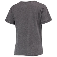 Women's League Collegiate Wear Heathered Black Oregon Ducks Burnout Loose Fit V-Neck T-Shirt