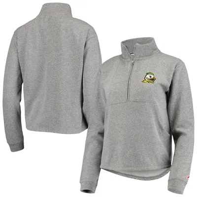 Oregon Ducks League Collegiate Wear Women's Victory Springs Half-Zip Sweatshirt - Heathered Gray