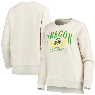 Oregon Ducks League Collegiate Wear Women's Academy Raglan Pullover Sweatshirt - Oatmeal