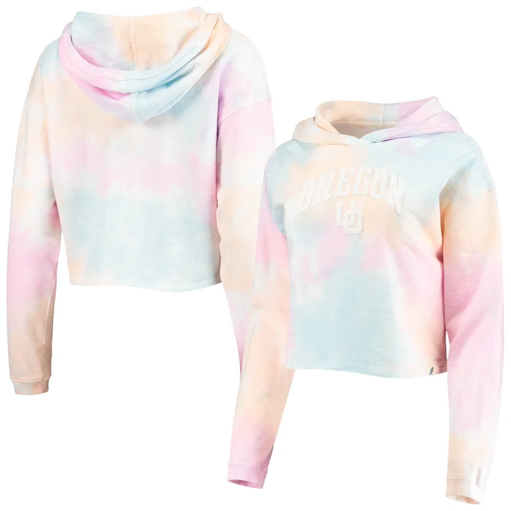 Lids Oregon Ducks League Collegiate Wear Women's Tie-Dye Cropped Pullover  Hoodie - Pink/White